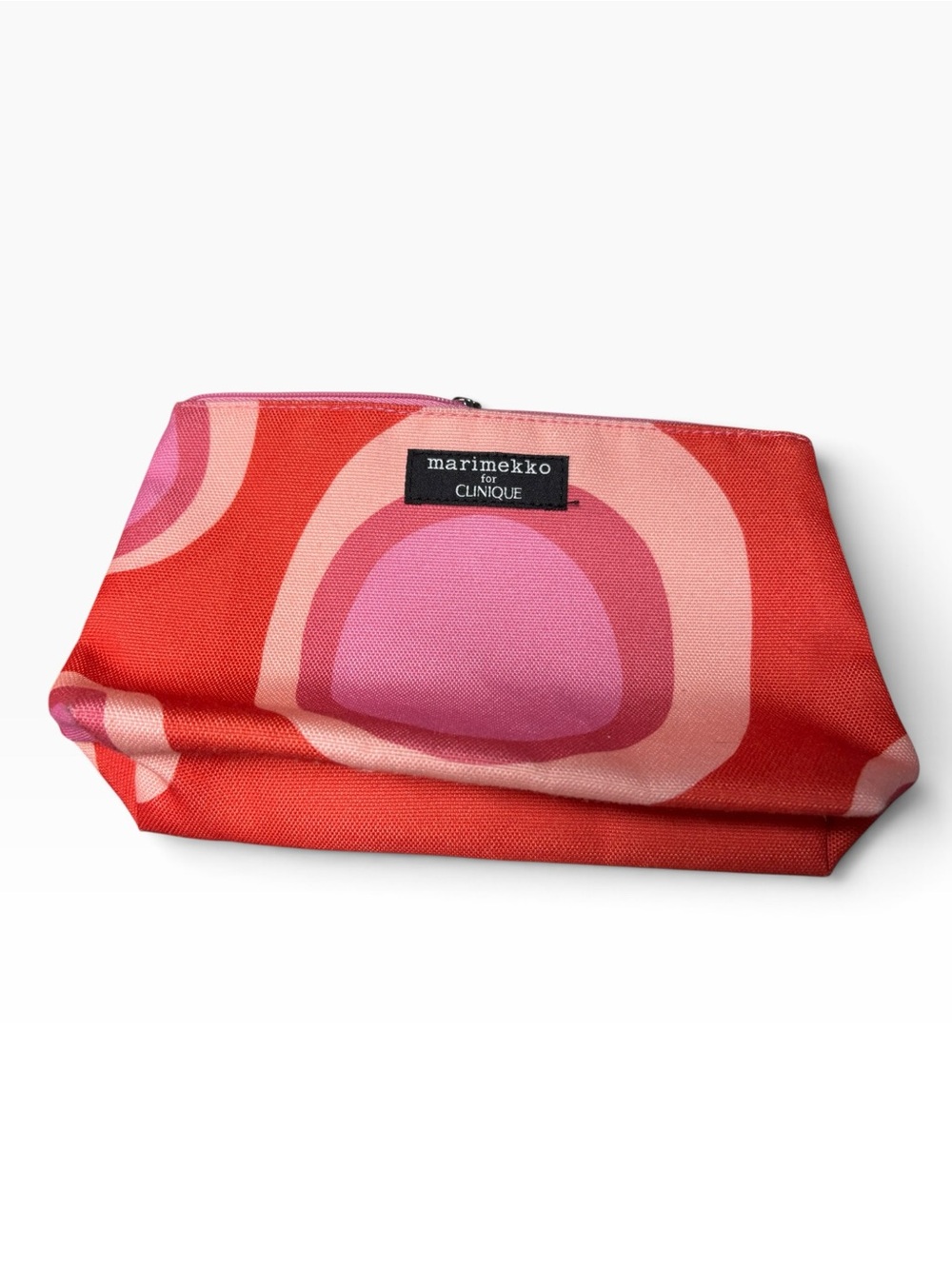 Marimekko Clinique Zipper Cosmetics Bag pink red pattern pouch